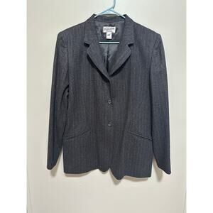 VTG PENDLETON Gray & Pink Pinstripped Virgin Wool Blazer 4 Button Size 16